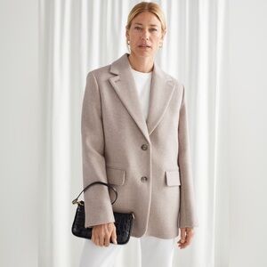 & Other Stories Womens Oatmeal Beige Oversized Wool Blazer